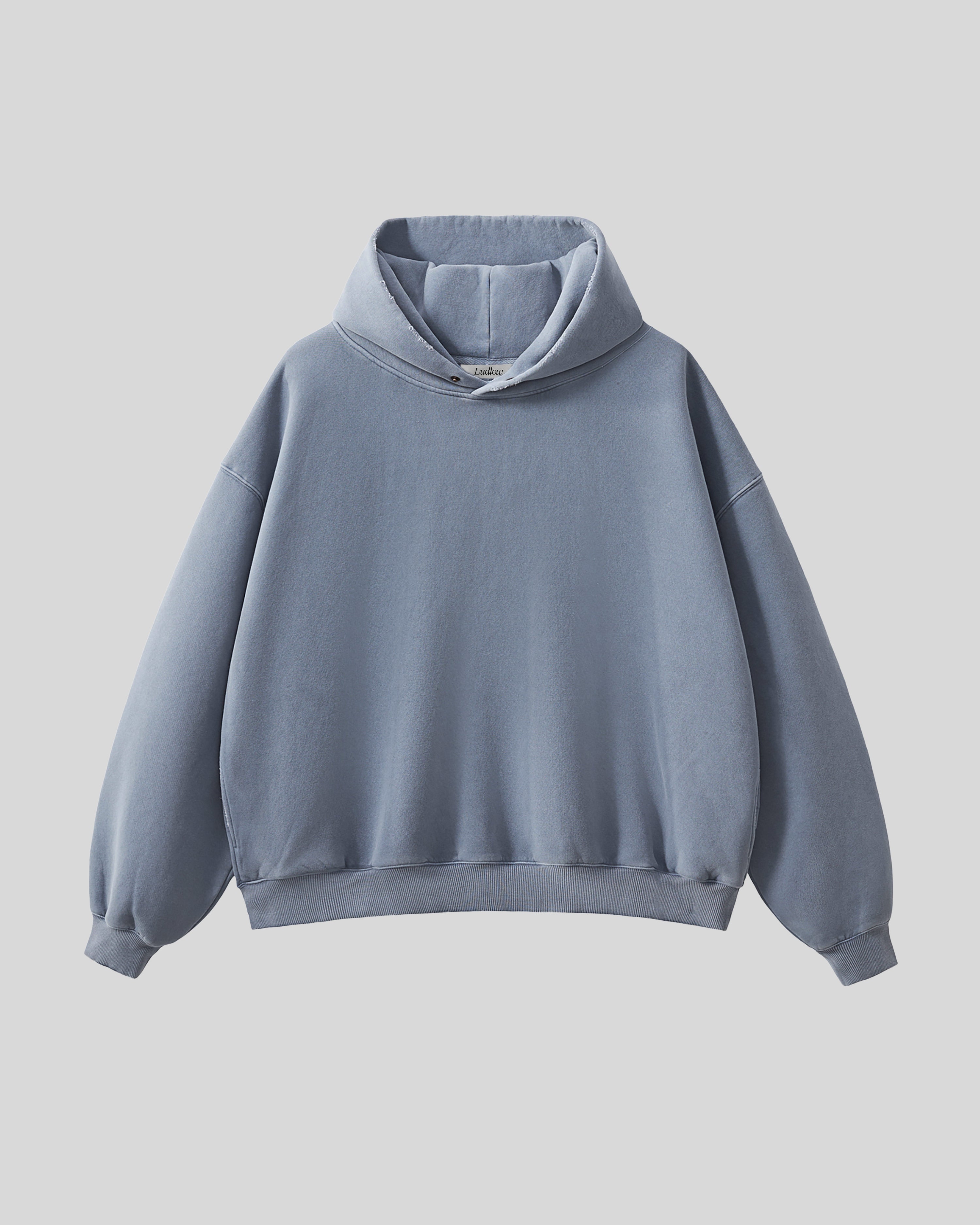 Hudson Mist Frayed Vintage Wash Hoodie