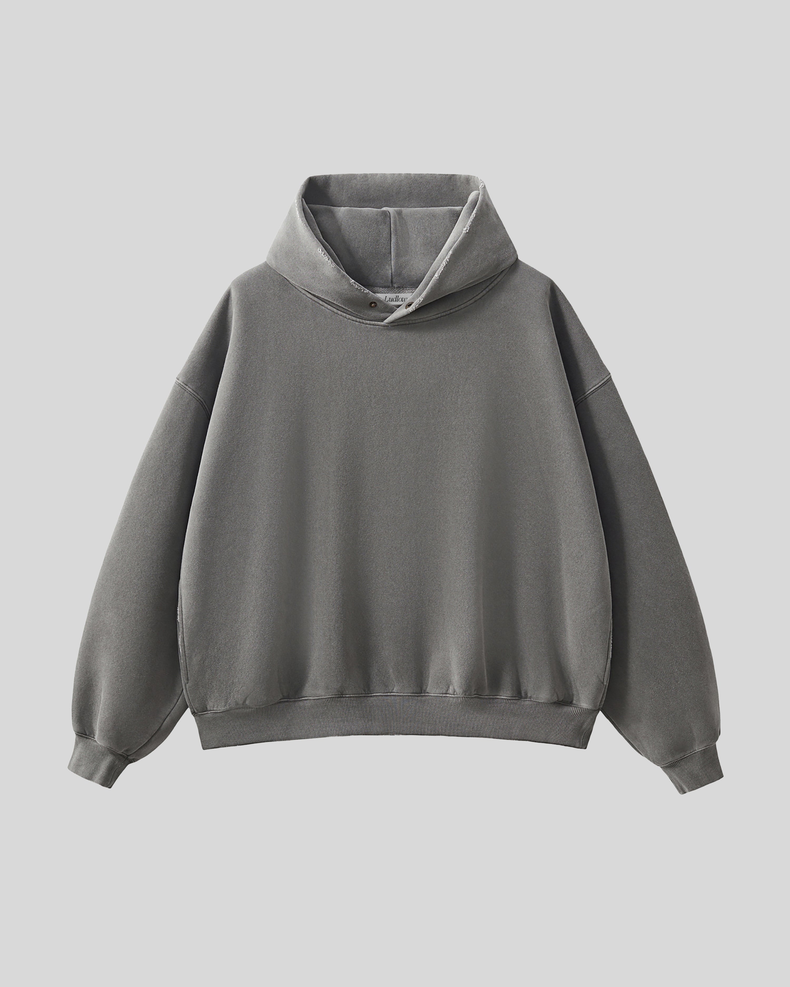 Hudson Mist Frayed Vintage Wash Hoodie