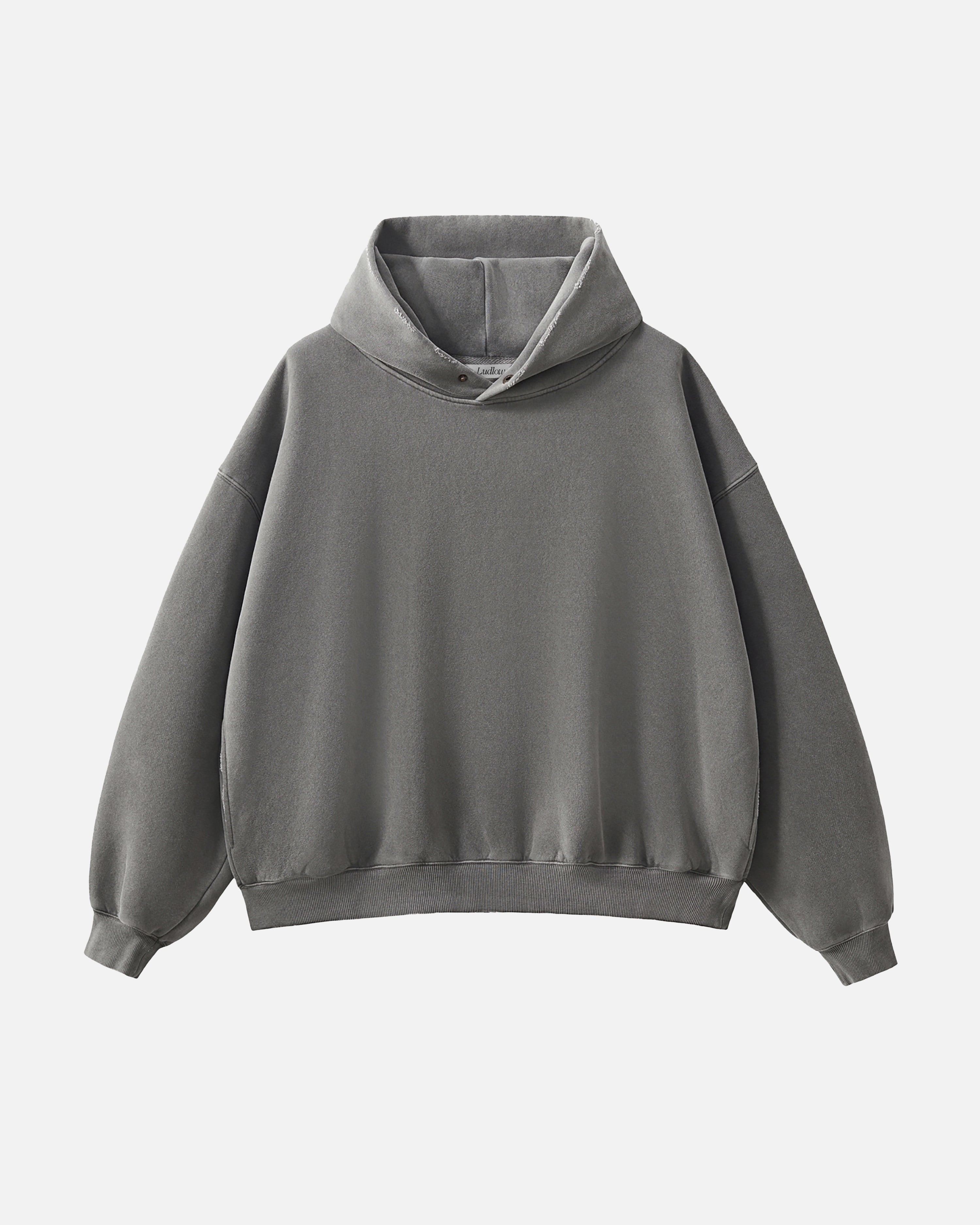 Hudson Mist Frayed Vintage Wash Hoodie