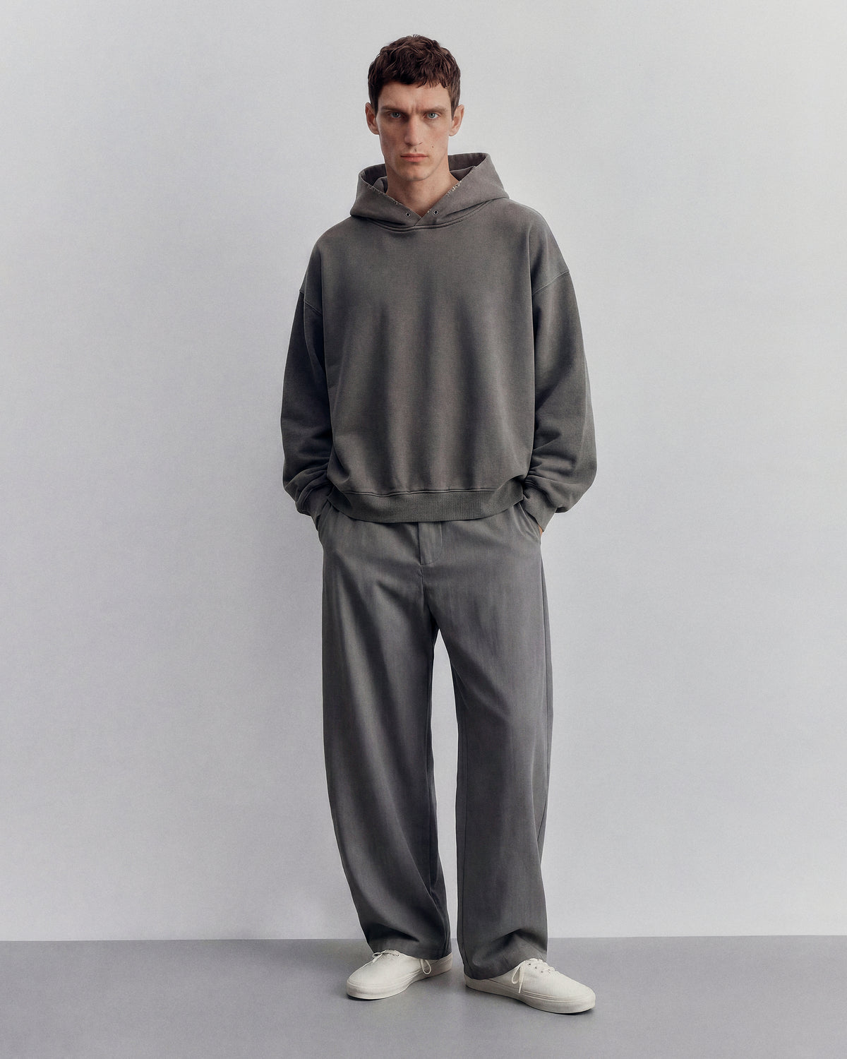 Hudson Mist Frayed Vintage Wash Hoodie
