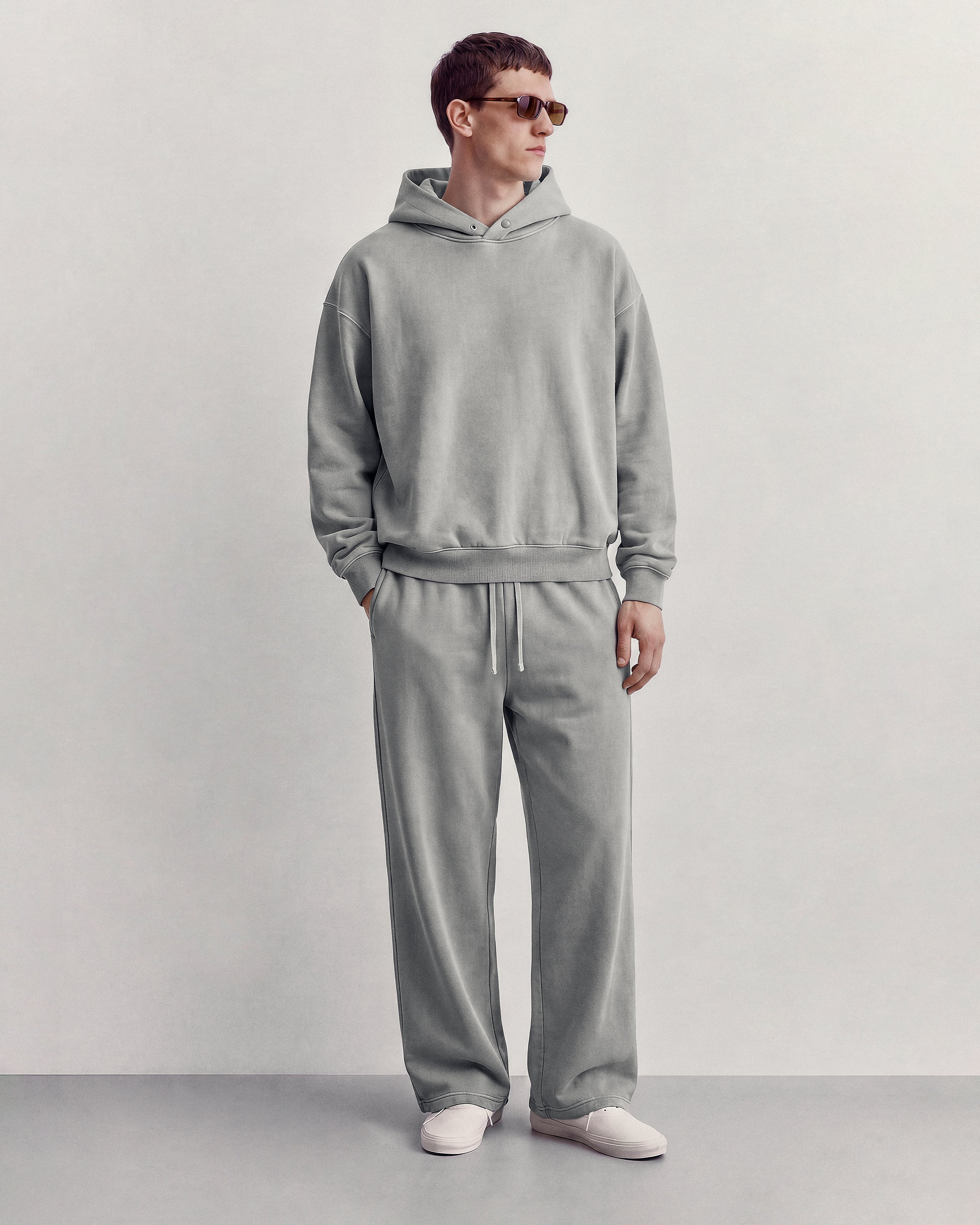Hudson Mist Frayed Vintage Wash Hoodie