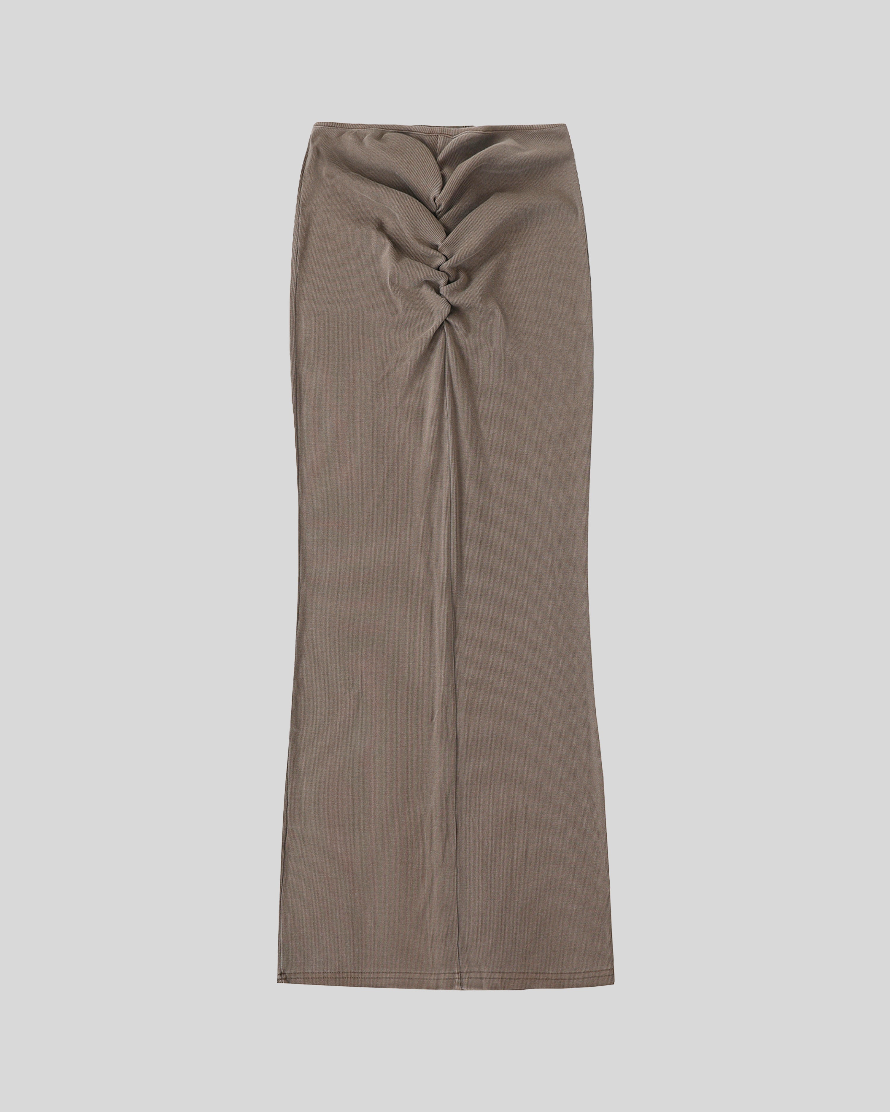 Dyed-Washed Drawstring Maxi Skirt