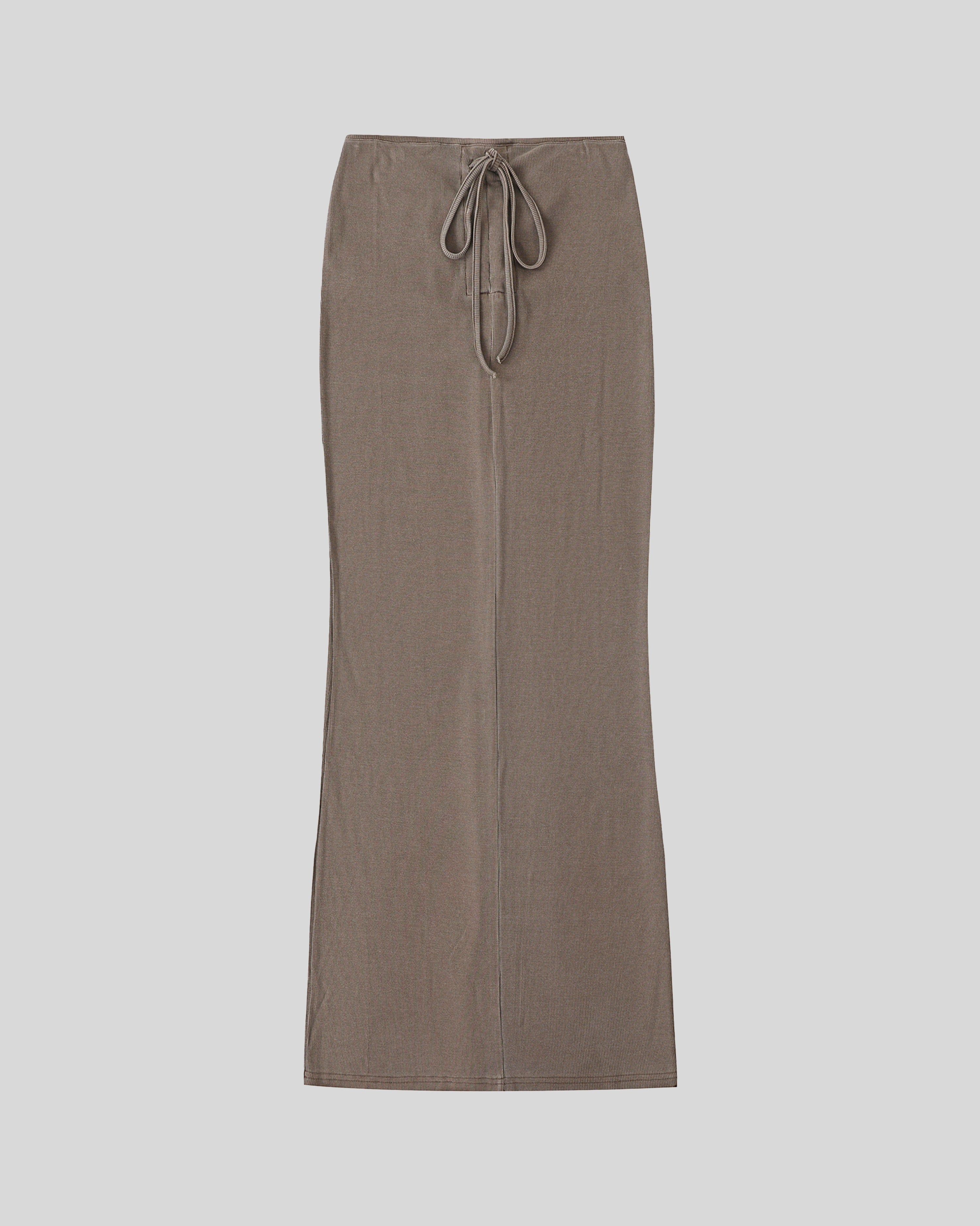 Dyed-Washed Drawstring Maxi Skirt