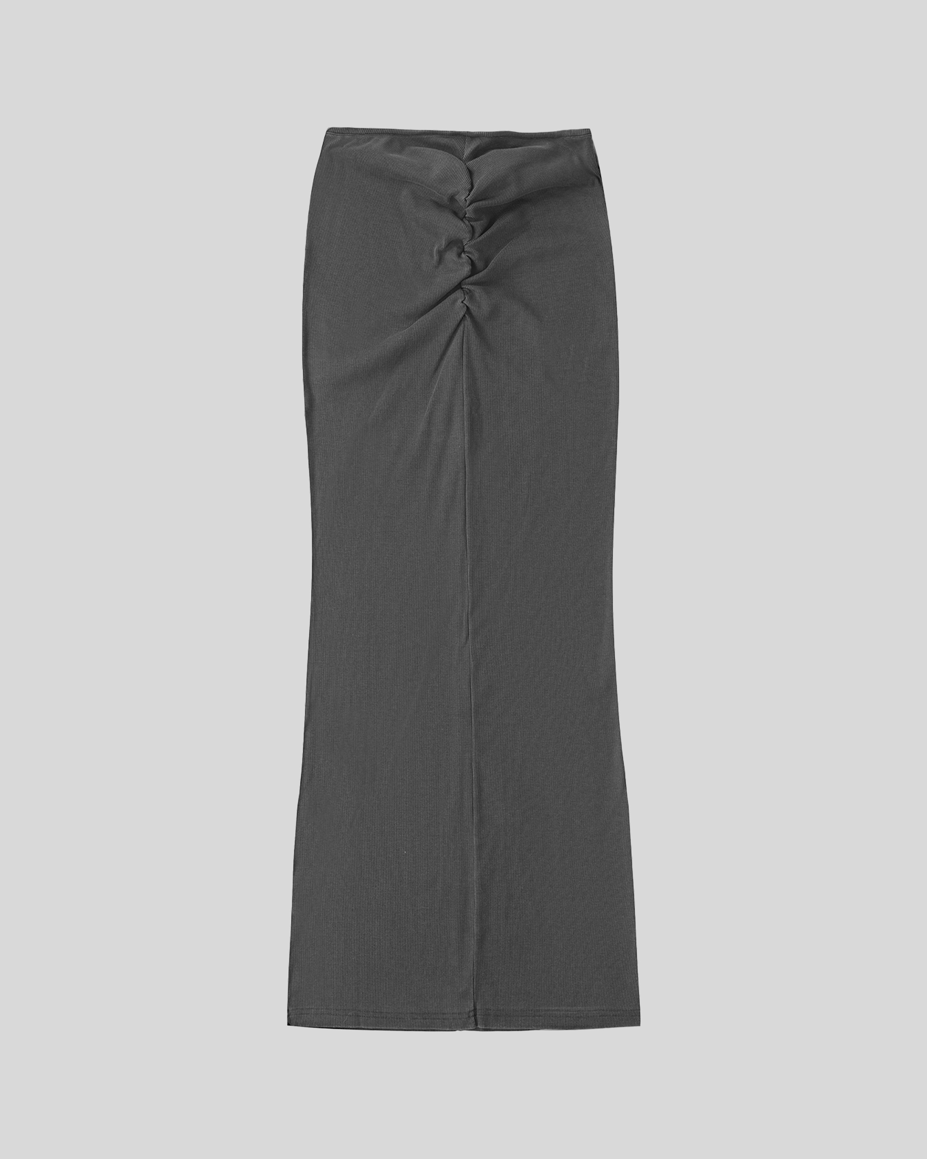 Dyed-Washed Drawstring Maxi Skirt