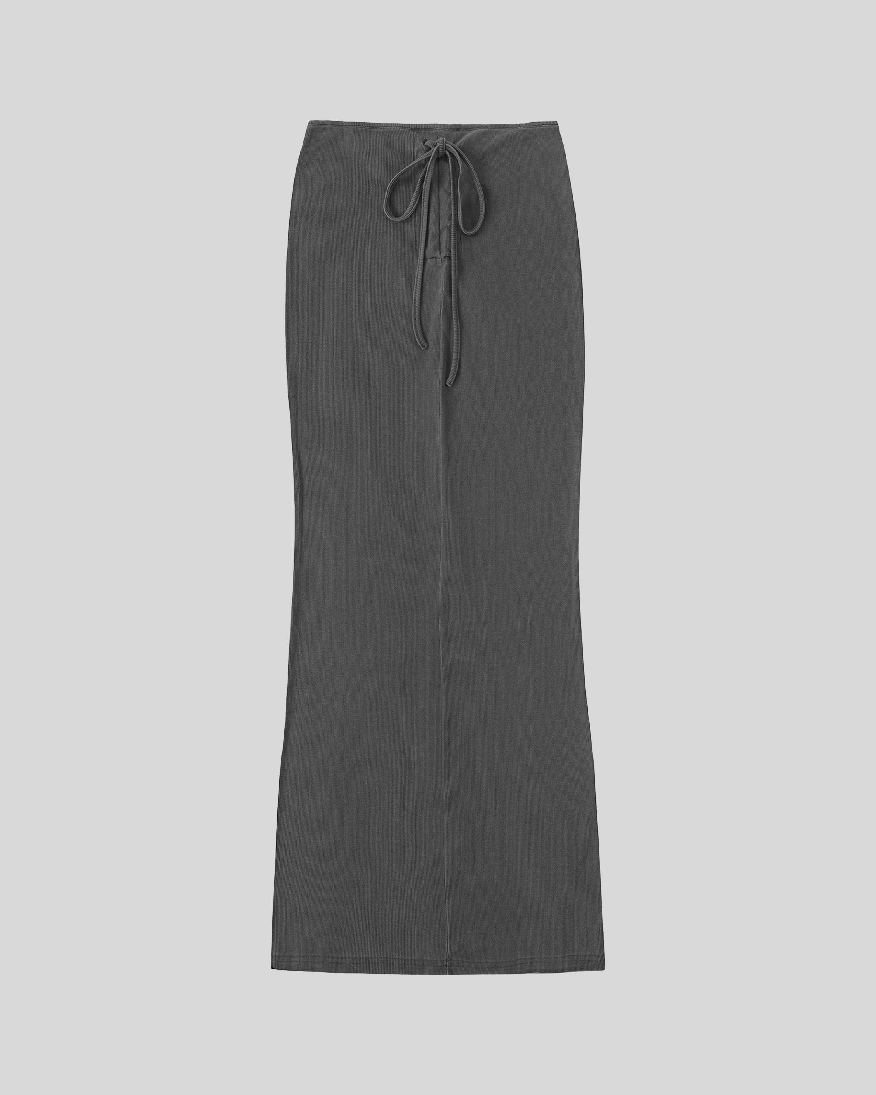 Dyed-Washed Drawstring Maxi Skirt