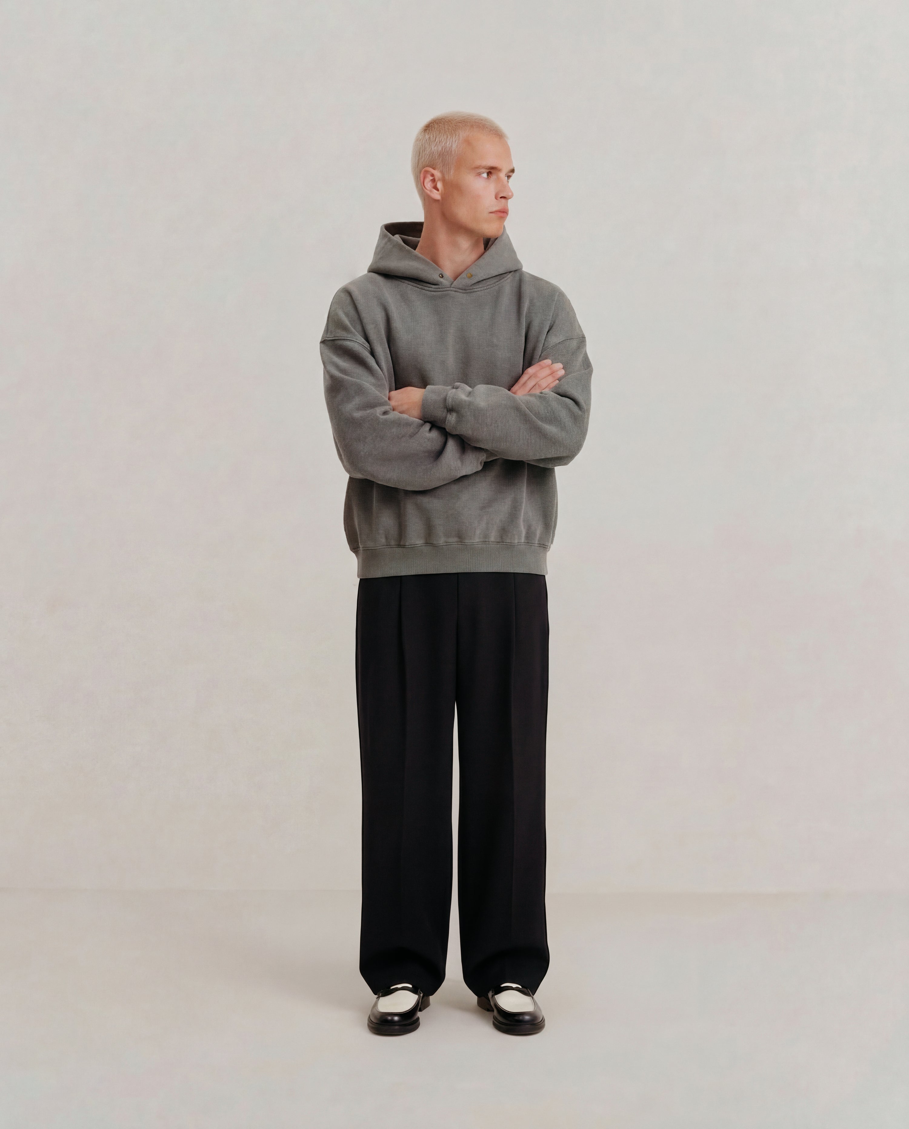 Hudson Mist Frayed Vintage Wash Hoodie
